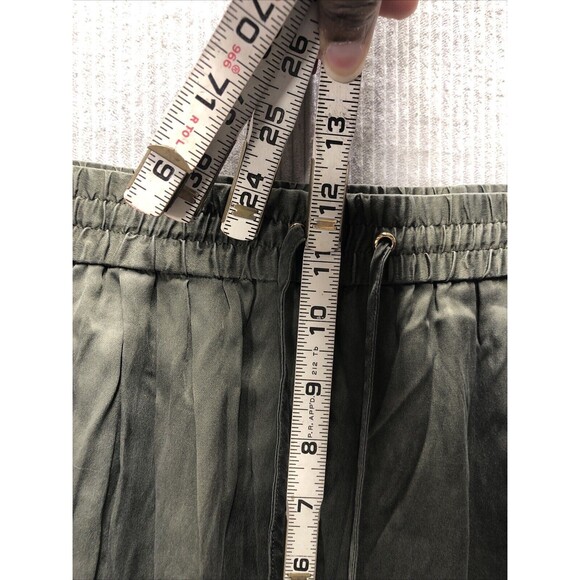 Paige Womens Joggers Size M Army Green Drawstring Zip Pockets 100% Silk - Picture 7 of 16